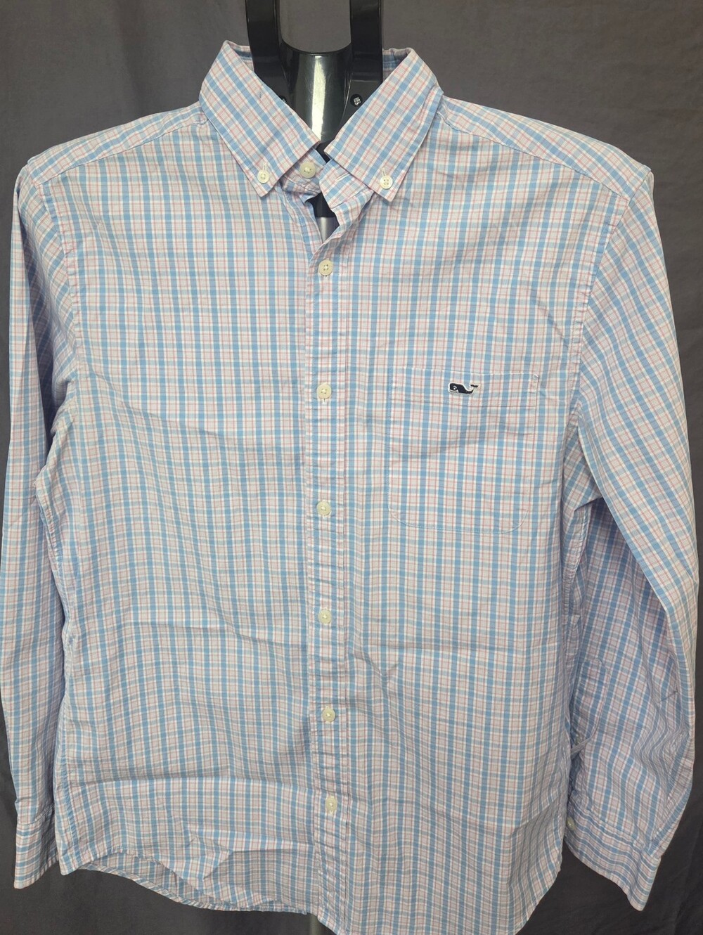 Vineyard Vines Men's Blue & Pink Plaid Button-Down Shirt